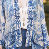 Let The Light In Pixie Duster Cropped Kimono w/ Delft Print