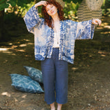 Let The Light In Pixie Duster Cropped Kimono w/ Delft Print