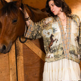 Born To Run Pixie Duster Crop Kimono w/ Wild Horse & Florals