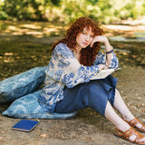 Let The Light In Pixie Duster Cropped Kimono w/ Delft Print