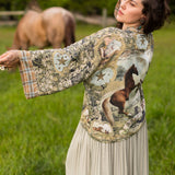 Born To Run Pixie Duster Crop Kimono w/ Wild Horse & Florals
