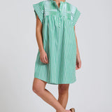 The Bella Dress - Green Stripe