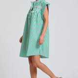 The Bella Dress - Green Stripe