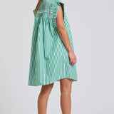 The Bella Dress - Green Stripe