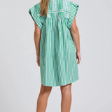 The Bella Dress - Green Stripe