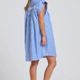 The Bella Dress - Mid Blue Stripe