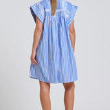 The Bella Dress - Mid Blue Stripe
